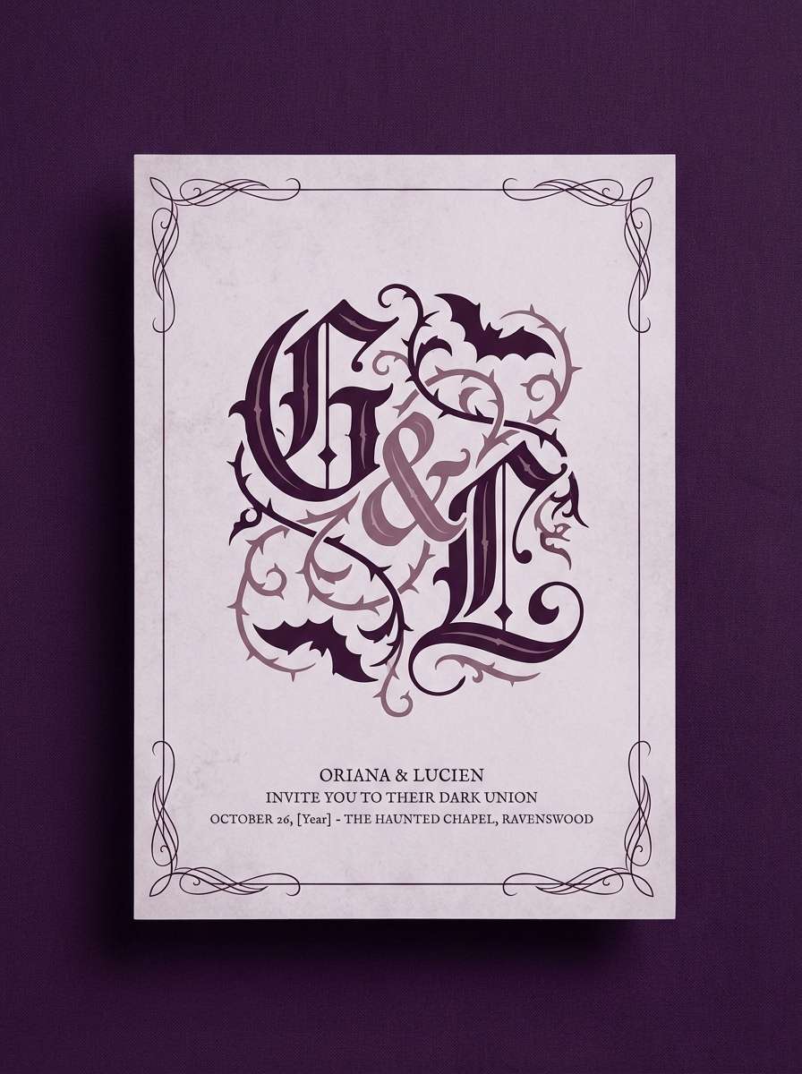 gothic wedding invitation