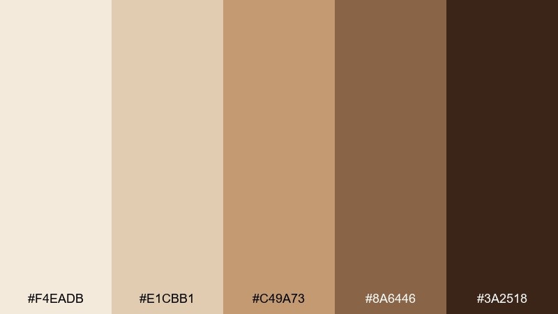 hazelnut latte coffee cream color palette with hex codes