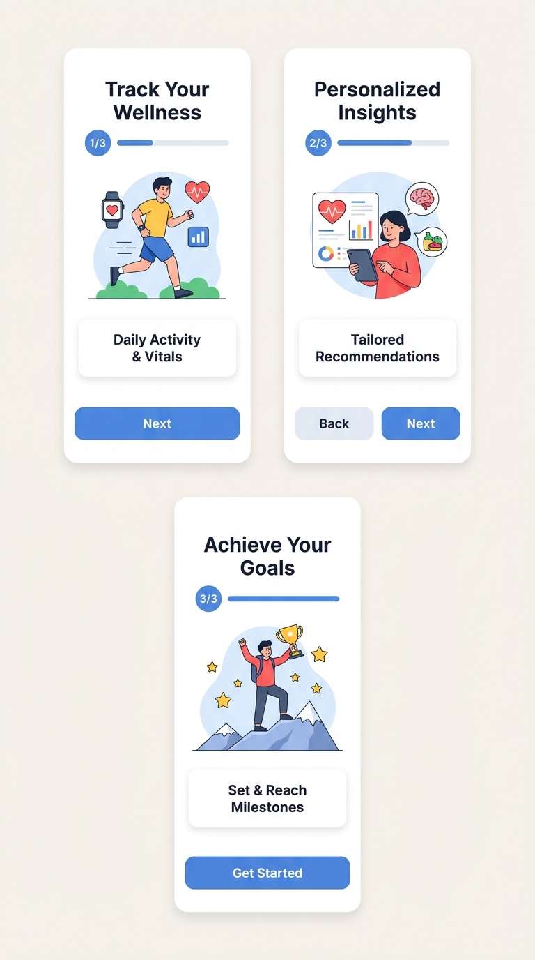 health app onboarding screens