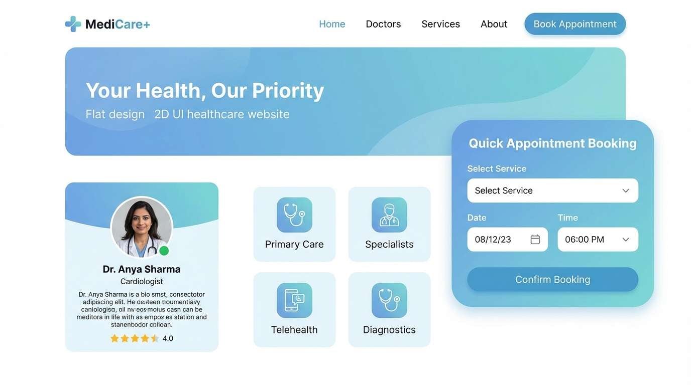 healthcare website ui