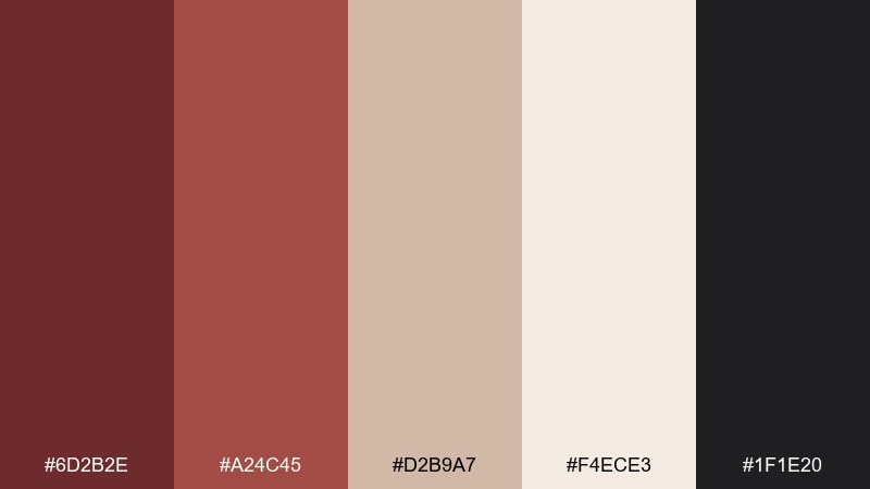 hearth and charcoal tuscan red color palette with hex codes