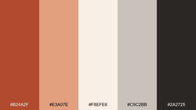 hearthside minimal carnelian color palette with hex codes