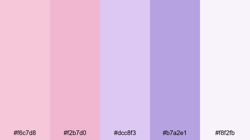 heather blush gradient color palette with hex codes