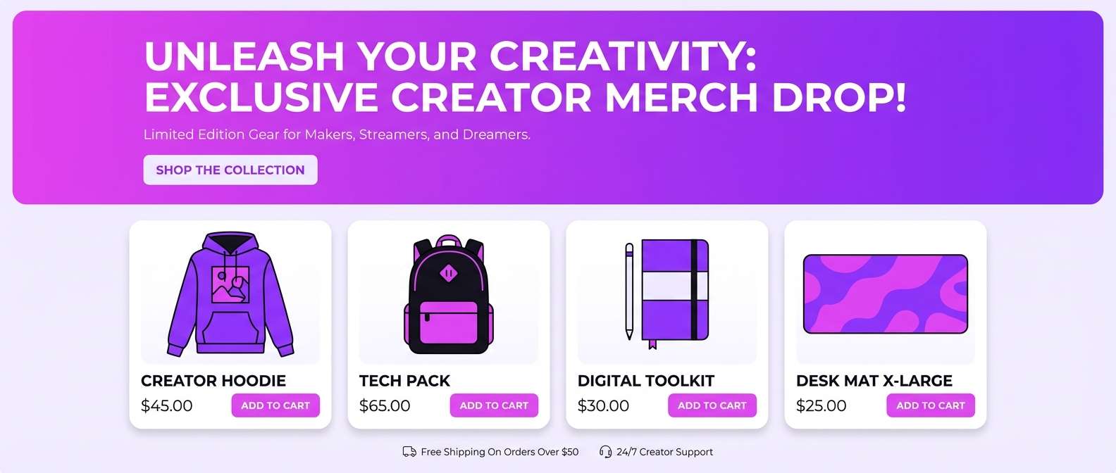 merch landing banner