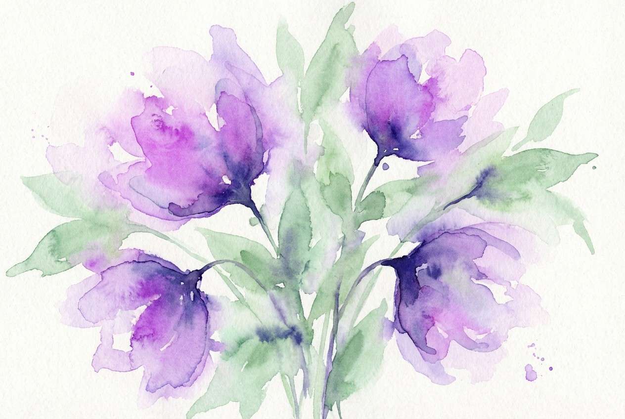 watercolor violet bouquet