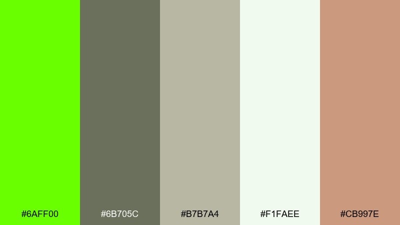 herb and stone bright green color palette with hex codes