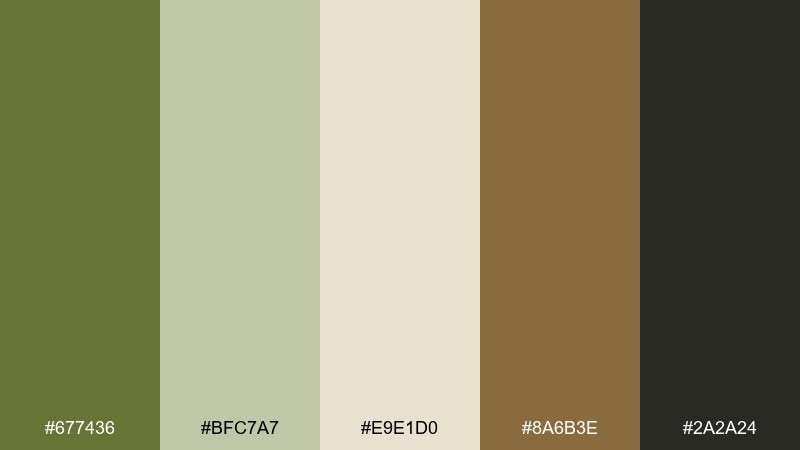 herbal apothecary olive color palette with hex codes