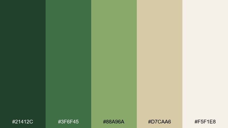 herbal garden nature color palette with hex codes