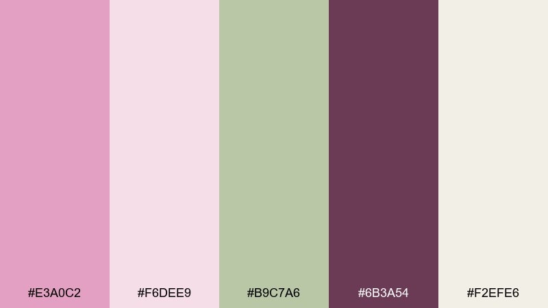 herbal tea comfort pale magenta color palette with hex codes