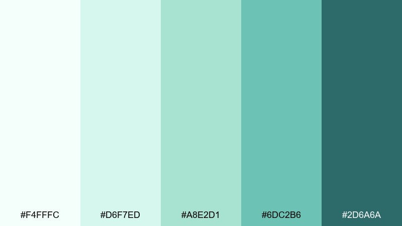herbal watercolor mist green light blue color palette with hex codes