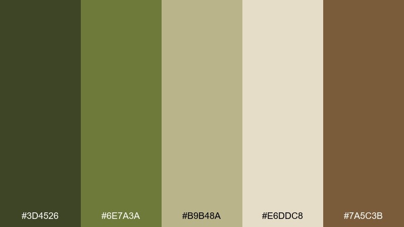 herbarium neutrals color palette with hex codes