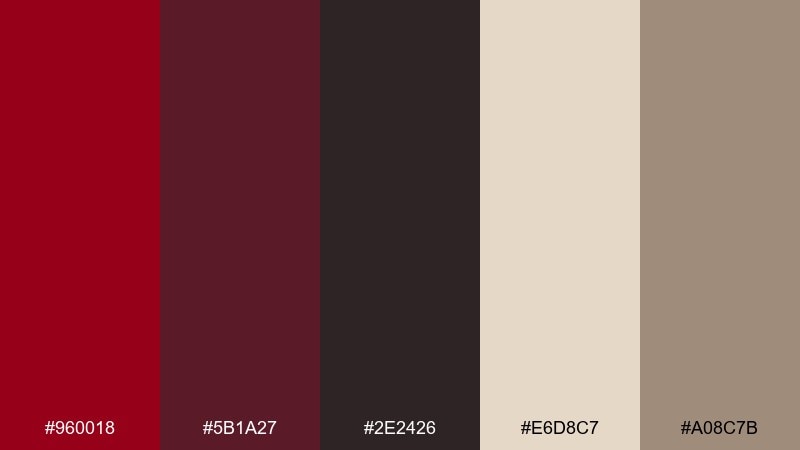 heritage burgundy library carmine color palette with hex codes