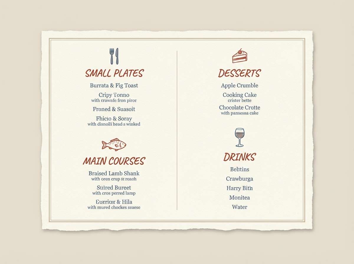 cozy restaurant menu layout