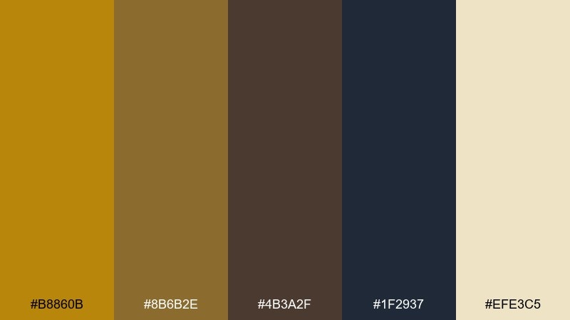 heritage library dark goldenrod color palette with hex codes