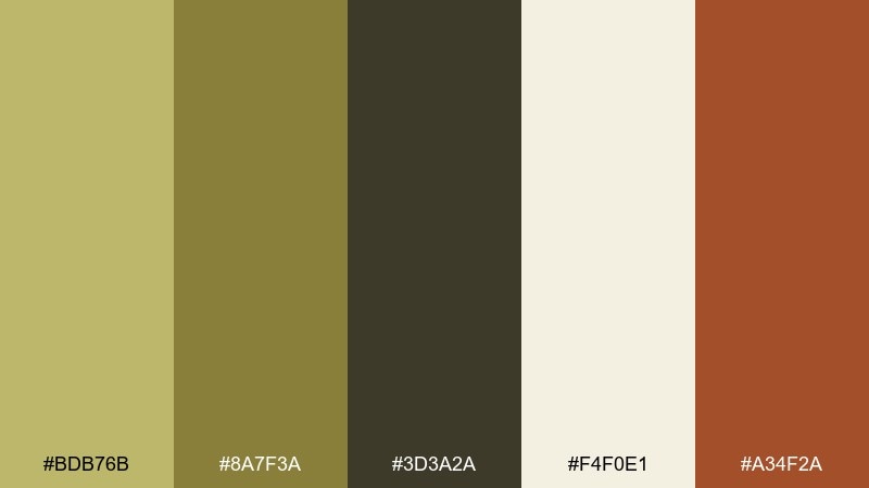 heritage safari dark khaki color palette with hex codes