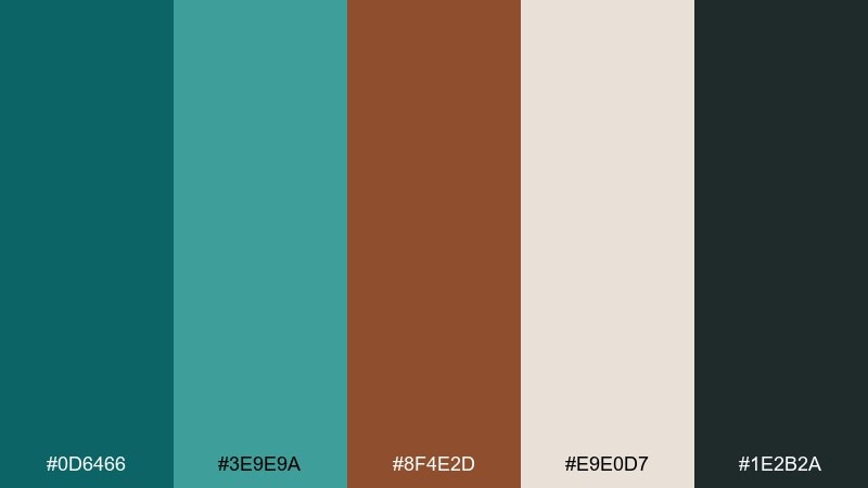 heritage textile teal copper color palette with hex codes