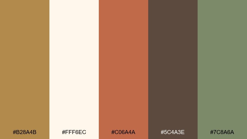 heritage wedding suite old gold color palette with hex codes