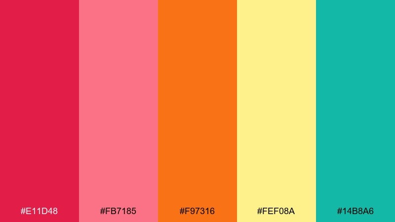 hibiscus pop tropical island color palette with hex codes