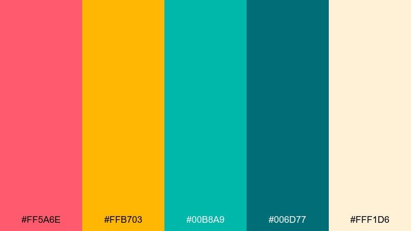 hibiscus sunset tropical wedding color palette with hex codes