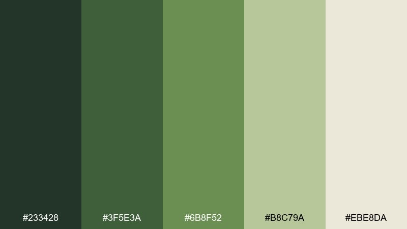 highland moss rainforest color palette with hex codes