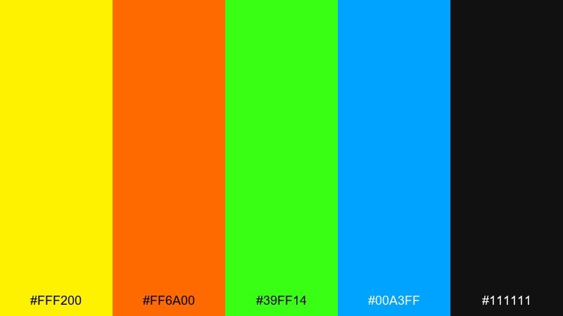 highlighter heat neon color palette with hex codes
