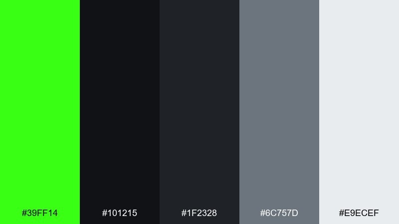 highlighter noir interface color palette with hex codes