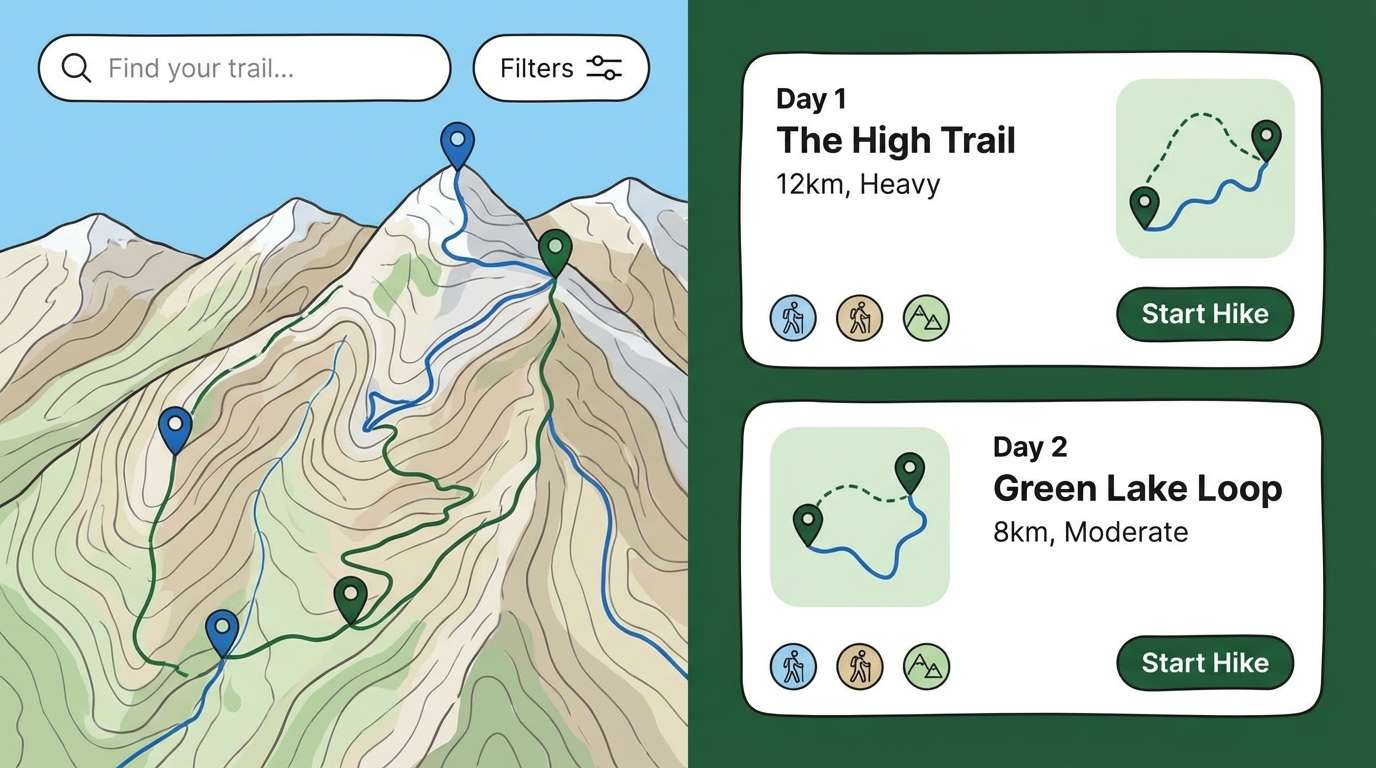 hiking app ui