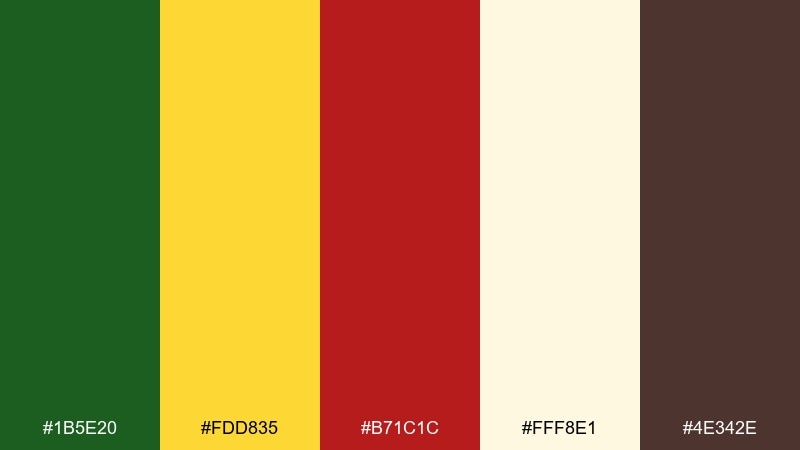 holiday market lights green yellow red color palette with hex codes