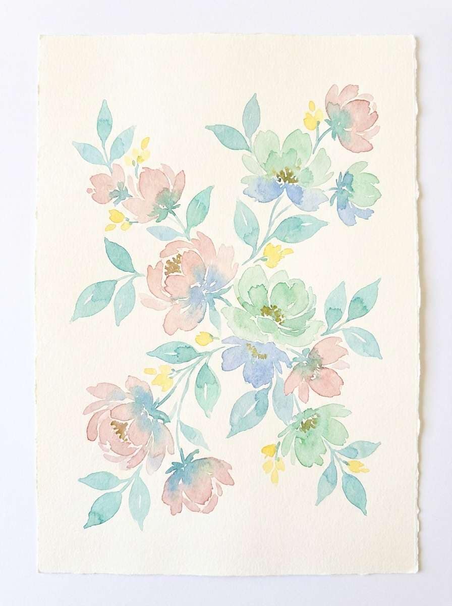 watercolor pastel botanical print