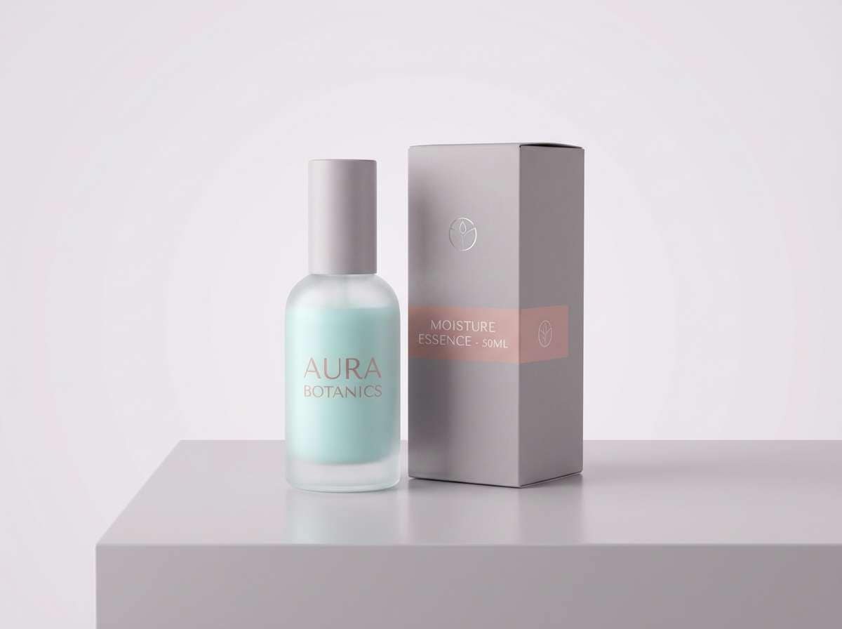 skincare bottle and box