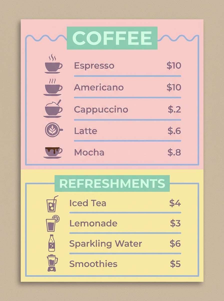 pastel cafe menu poster