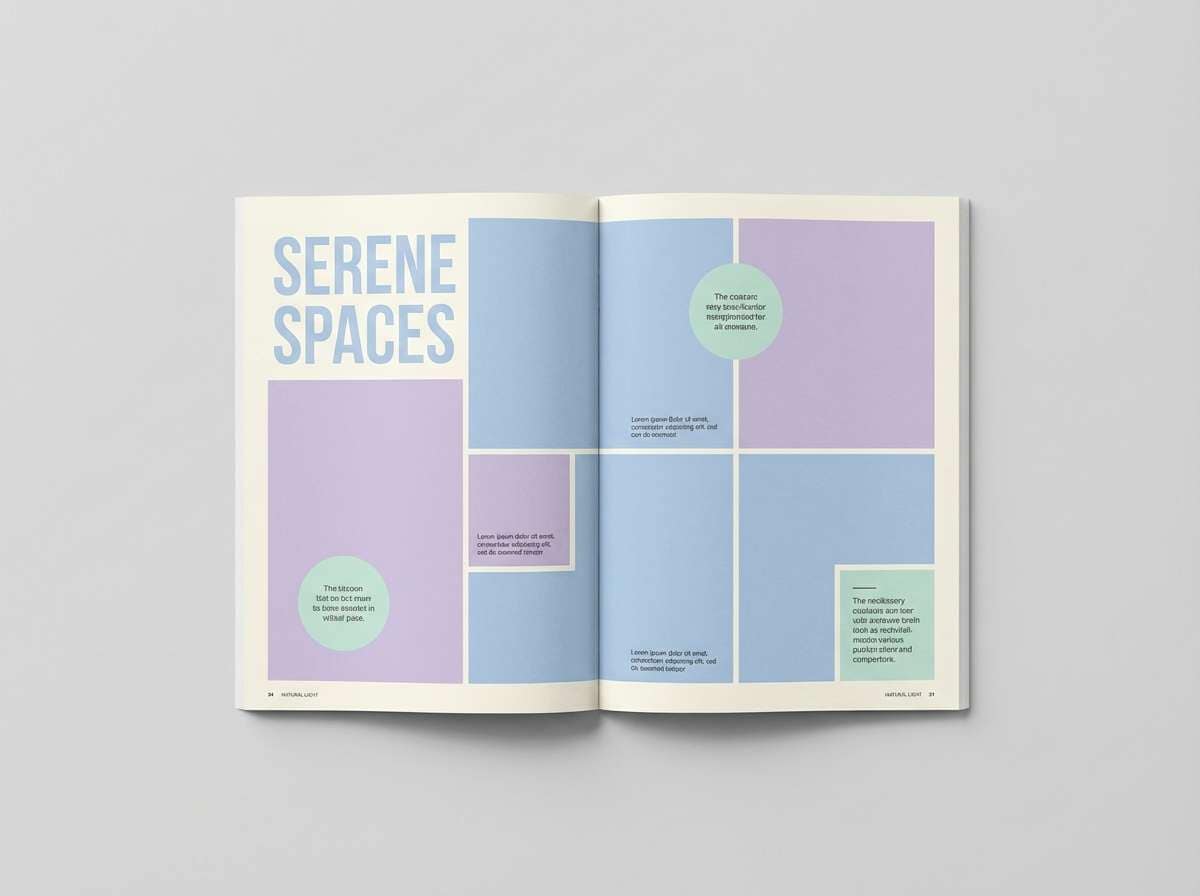 pastel editorial spread layout