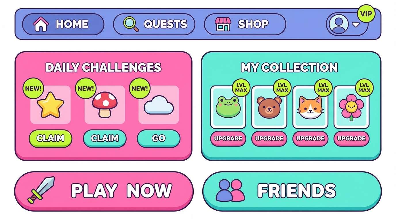 kids game ui mockup