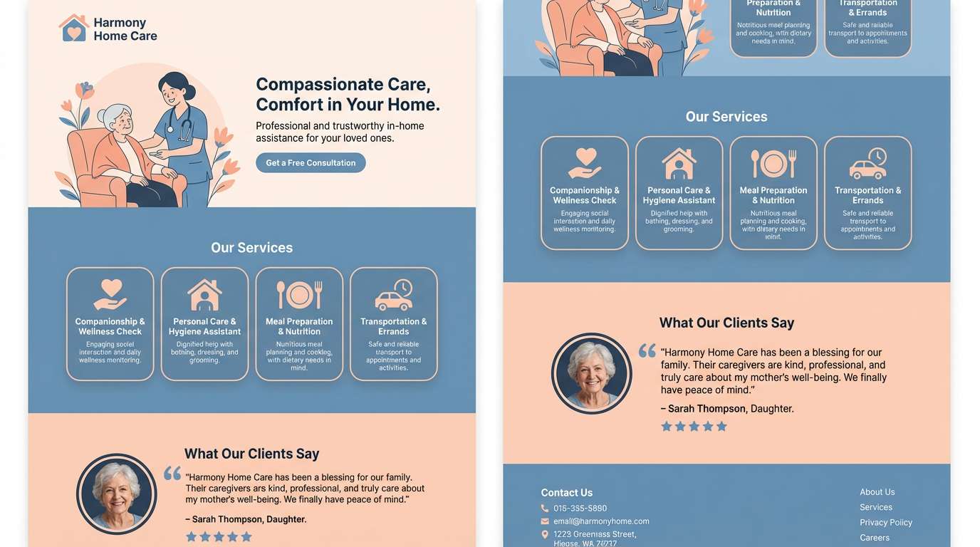 home care website mockup