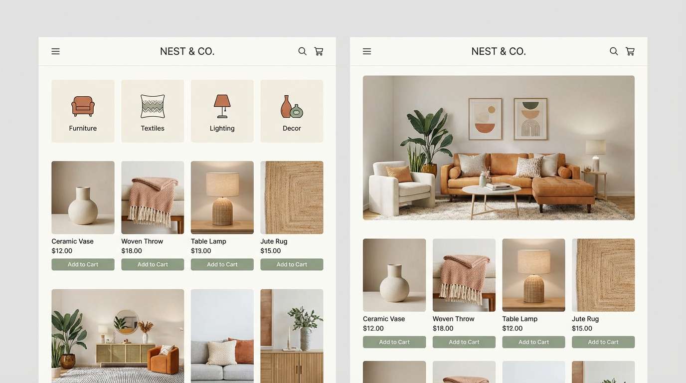 home decor ecommerce ui