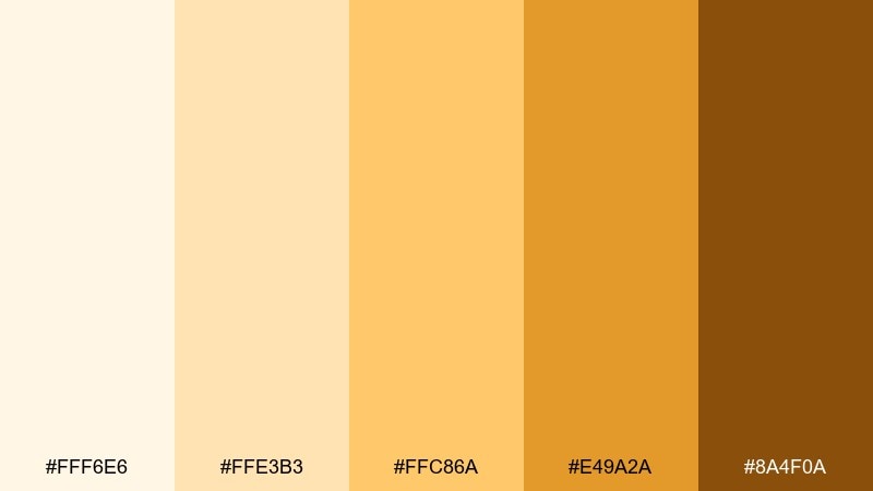 honey amber monochromatic color palette with hex codes