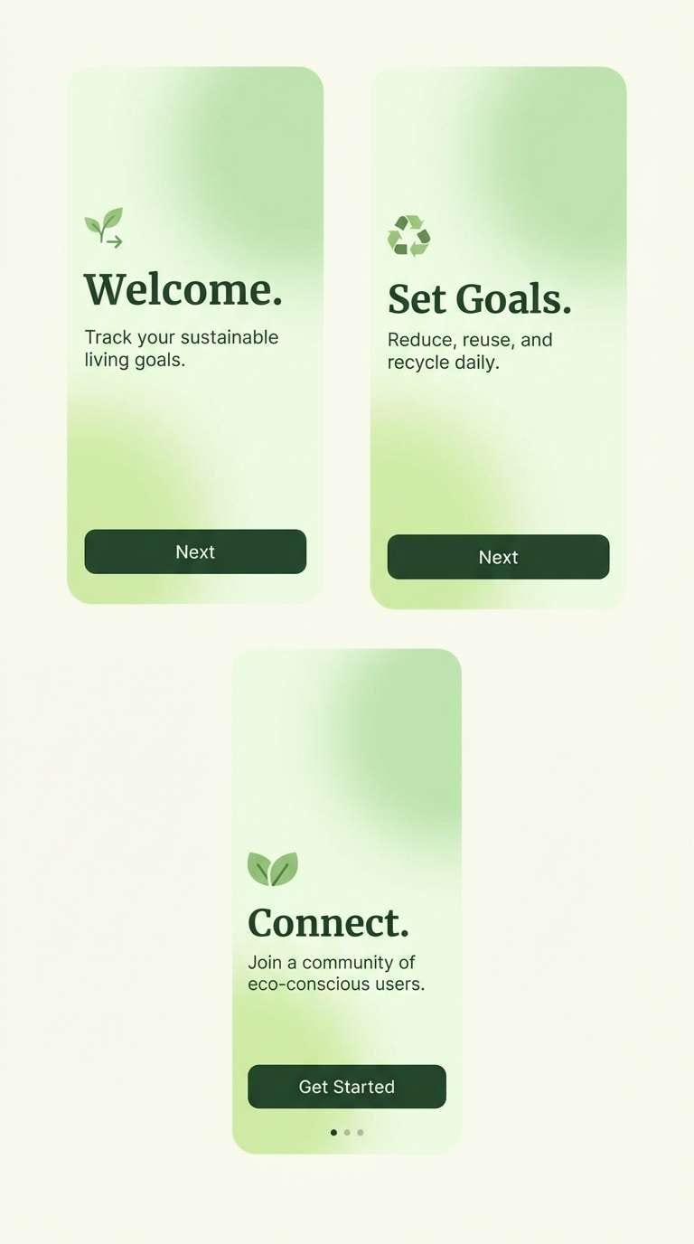 pistachio onboarding screens