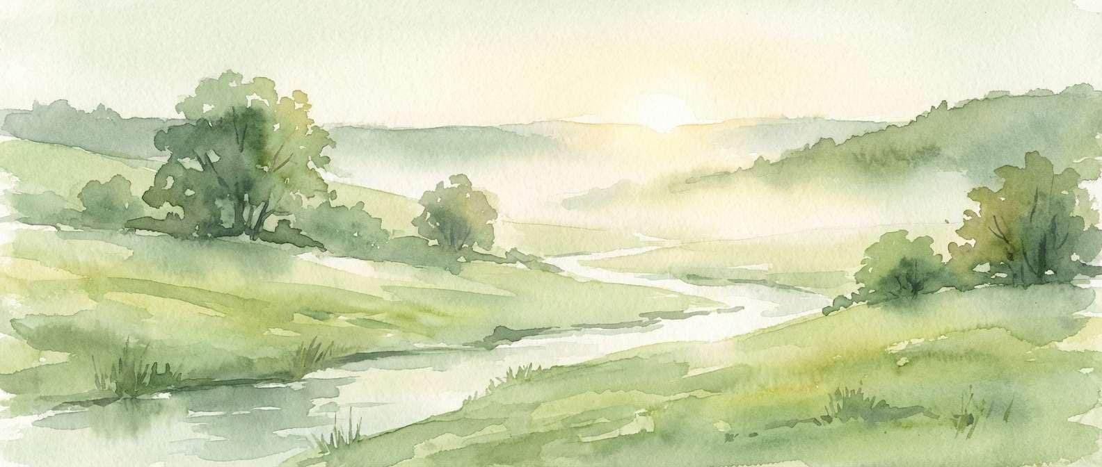 meadow sunrise watercolor