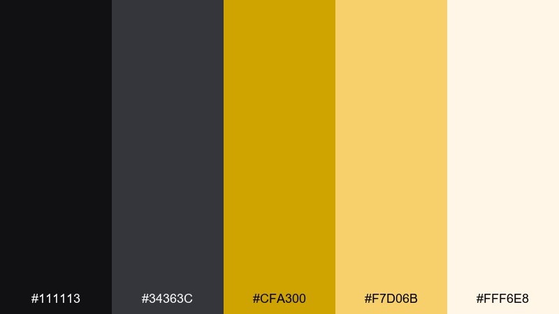 honeyed charcoal color palette with hex codes