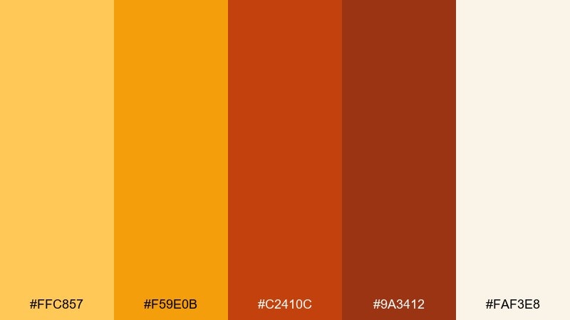 honeyed clay amber color palette with hex codes