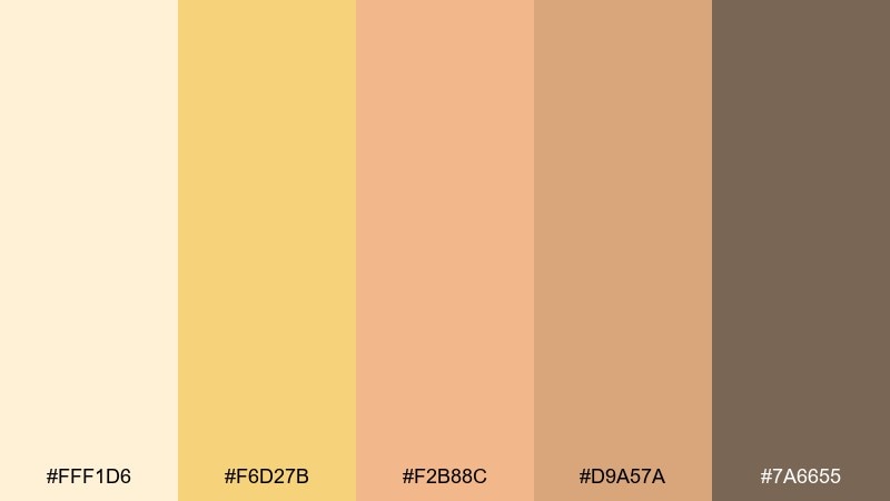 honeyed linen peach yellow color palette with hex codes