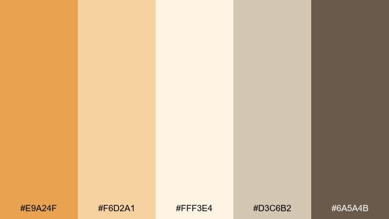 honeyed sand orange and cream color combination with hex codes