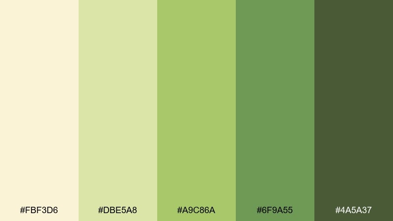 honeyed sencha tea green color palette with hex codes