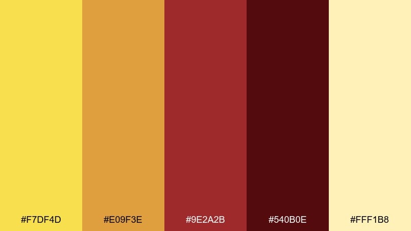 honeyed terracotta banana yellow color palette with hex codes