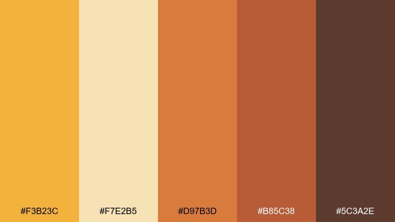 honeyed terracotta corn color palette with hex codes
