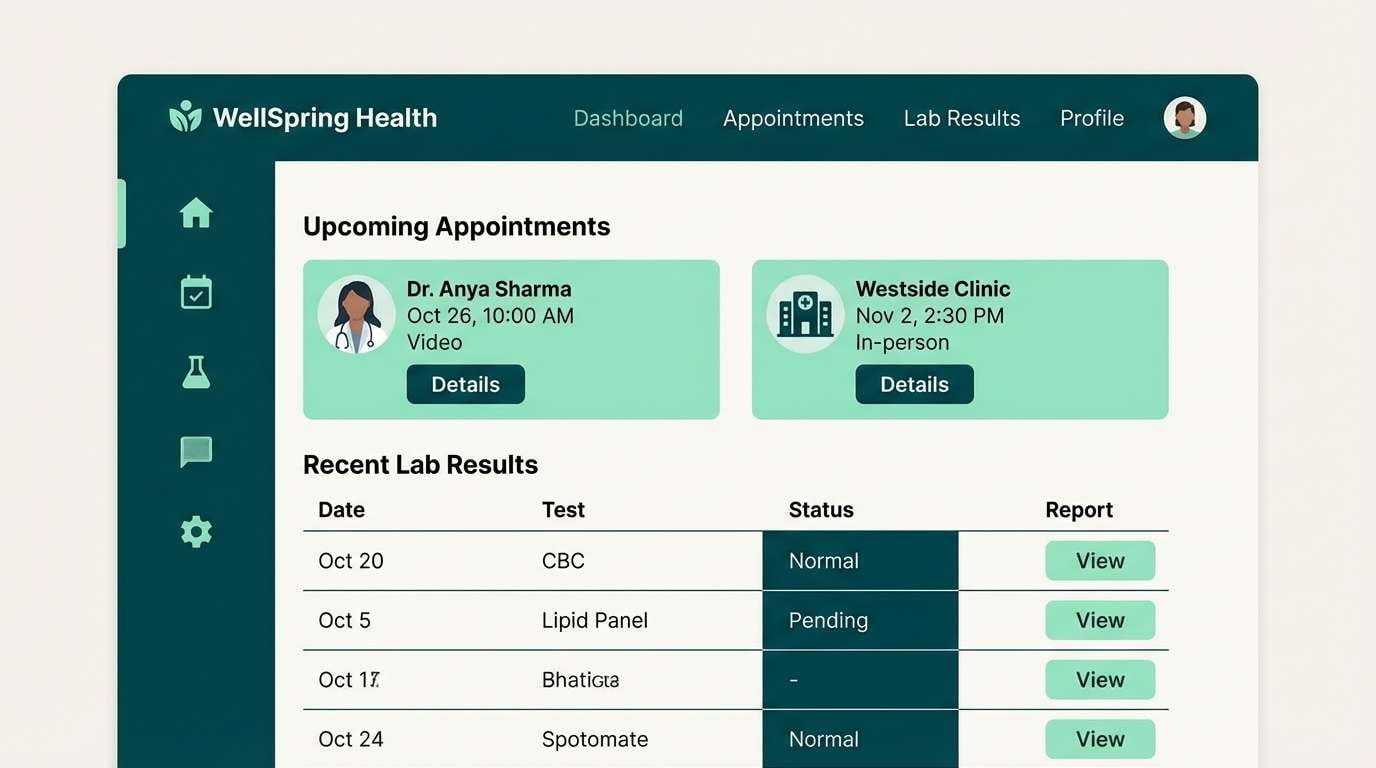 patient portal dashboard ui