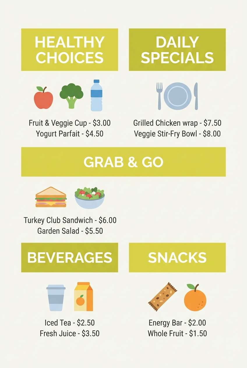 nutrition menu poster