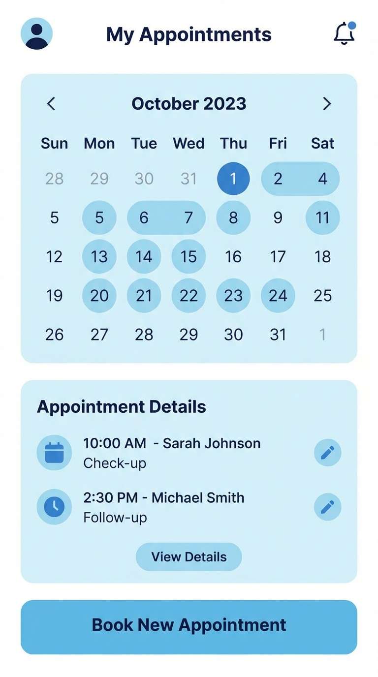 scheduling app ui