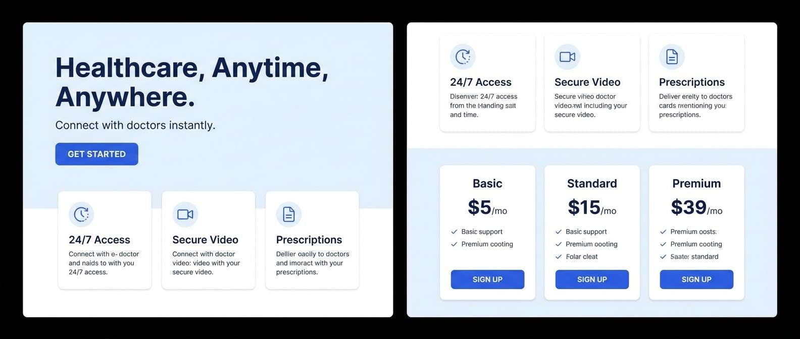 telehealth landing page mockup