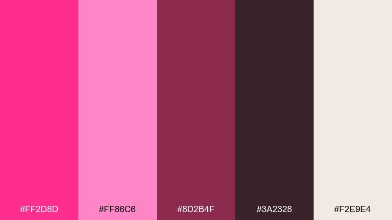 hot pink espresso color palette with hex codes